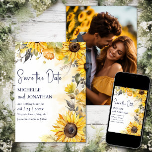 Reserva La Fecha Watercolor Sunflower Flor floral Boda Foto