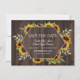 Reserva La Fecha Watercolor Sunflowers Geométrico Wood Boda