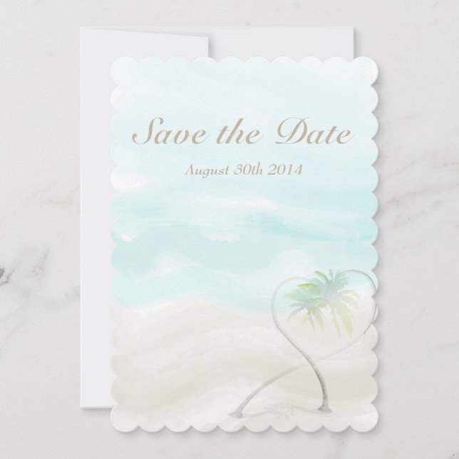 Reserva La Fecha Watercolor Tropical Beach Wedding (Anverso)