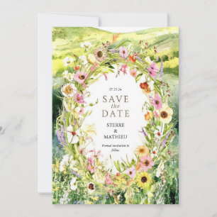 Reserva La Fecha Watercolor Whimsy Wildflower Wedding