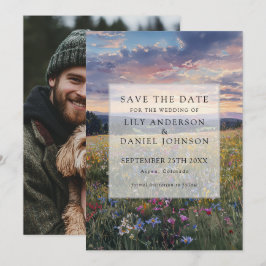 Reserva La Fecha Watercolor Wildflowers Floral Meadow Photo Wedding