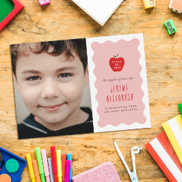 Reserva La Fecha Wavy Apple Preschool Photo Graduation Announcement