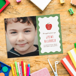 Reserva La Fecha Wavy Apple Preschool Photo Graduation Announcement
