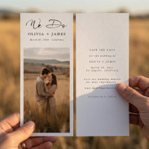 We Do Rustic Modern Script Bookmark Photo Wedding 