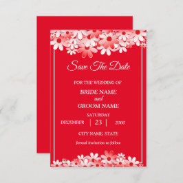 Reserva La Fecha Wedding Elegant Red White Floral