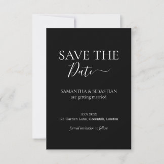 Reserva La Fecha Wedding Formal Save the Date Black