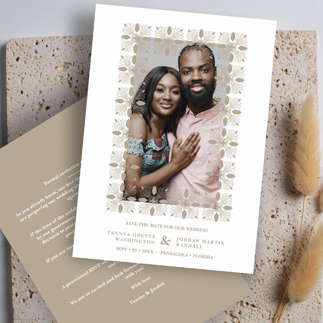 Reserva La Fecha Wedding Gold Fancy Ornament Lace Effect Modern (Subido por el creador)