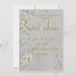Reserva La Fecha  wedding invitation , old lace design .