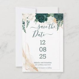 Reserva La Fecha Wedding White Save the Date Emerald Green