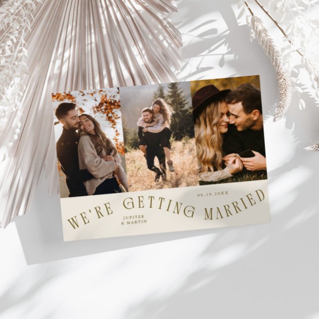 Reserva La Fecha We're Getting Married Multi Photo Cream (Subido por el creador)