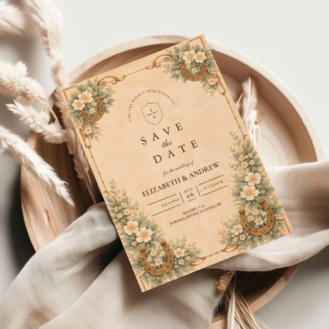 Reserva La Fecha Western Desert Horseshoe Floral Wedding (Subido por el creador)