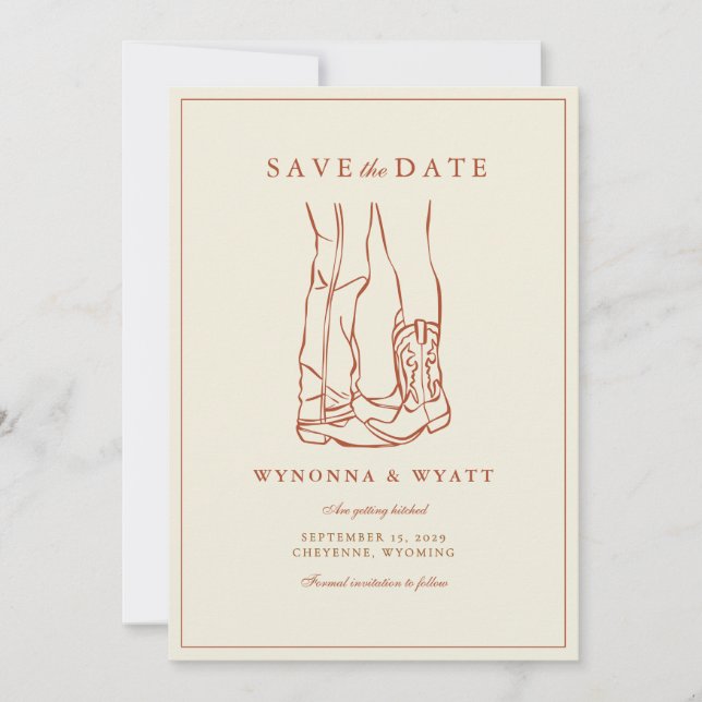 Reserva La Fecha Western Rustic Modern Photo Save the Date  (Anverso)