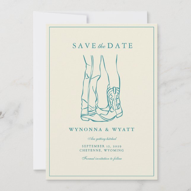 Reserva La Fecha Western Rustic Modern Photo Save the Date (Anverso)