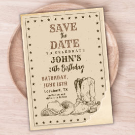 Reserva La Fecha Western Save The Date, Cowboy 50 cumpleaños