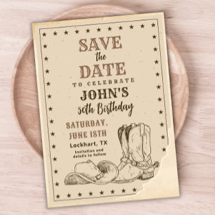 Reserva La Fecha Western Save The Date, Cowboy 50 cumpleaños