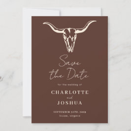 Reserva La Fecha Western Save the Date | Rustic Boho Cow Skull