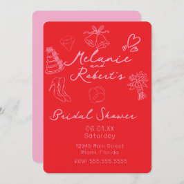 Reserva La Fecha Whimiscal Doodles Bright Pink Bridal Shower 