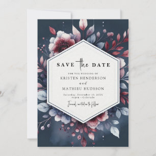 Reserva La Fecha Whimsical Burgundy Boda