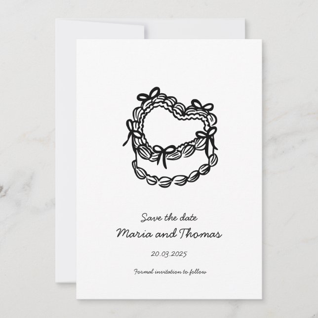 Reserva La Fecha Whimsical Cake Wedding Save the Date (Anverso)