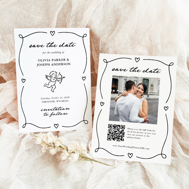 Reserva La Fecha Whimsical Cupid | Romantic Photo and QR Code (Subido por el creador)