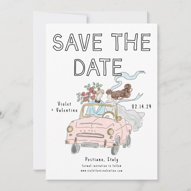 Reserva La Fecha Whimsical Doodle Quirky Save the Date  (Anverso)