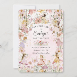 Reserva La Fecha Whimsical Fairies Baby Shower Flower Garden Meadow