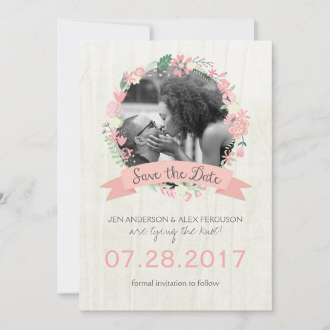 Reserva La Fecha Whimsical Floral Save the Date Photo Card (Anverso)