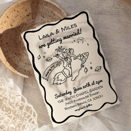 Reserva La Fecha Whimsical fun Rocket wedding invitation