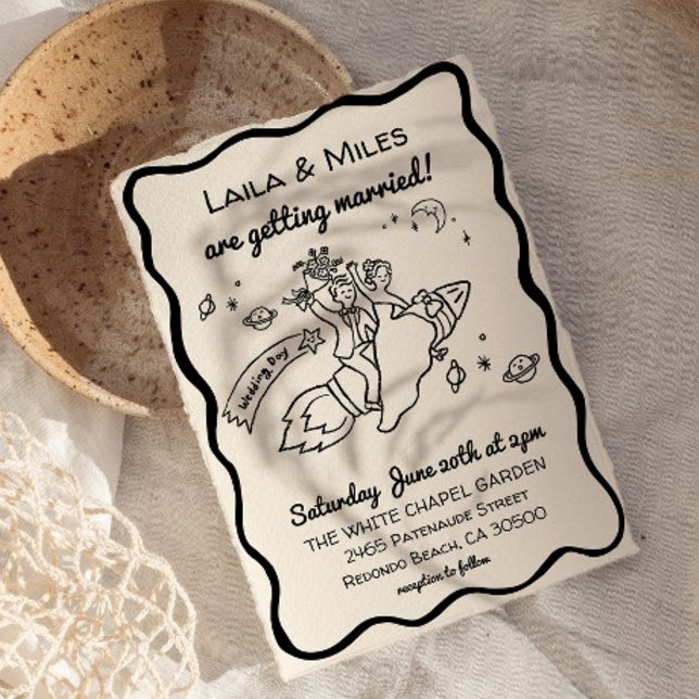 Reserva La Fecha Whimsical fun Rocket wedding invitation (whimsical fun rocket wedding invitation)