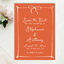 Reserva La Fecha Whimsical Italiano Sunset con Boda White Bow