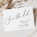 Reserva La Fecha Whimsical Minimalist Script Horizontal<br><div class="desc">This whimsical minimalist script horizontal save the date is perfect for your classic simple black and white minimal modern boho wedding. The design features elegant, delicate, and romantic handwritten calligraphy lettering with formal shabby chic typography. The look will go well with any wedding season: spring, summer, fall, or winter! The...</div>