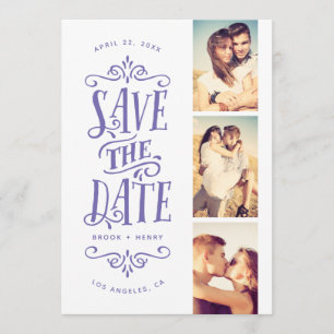 Reserva La Fecha Whimsical Mod 3-Photo Save The Date   Bígaro