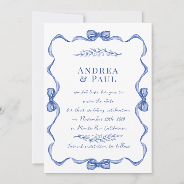 Reserva La Fecha Whimsical Ribbon Sweet Boda (Anverso)