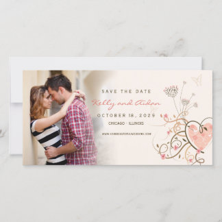 Reserva La Fecha Whimsical Rosa Sweet Heart Butterfly Swirls Photo