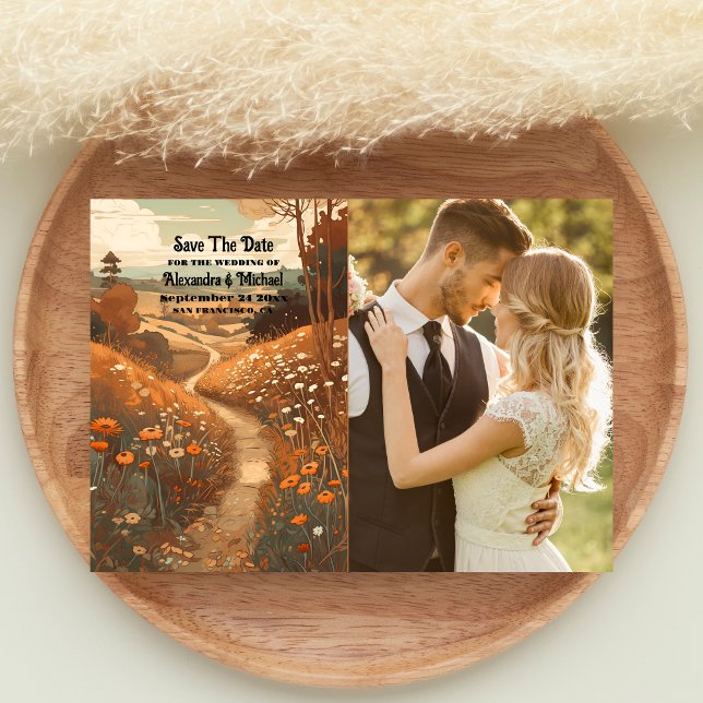 Reserva La Fecha Whimsical Rustic Wildflower Meadow Boda (Subido por el creador)