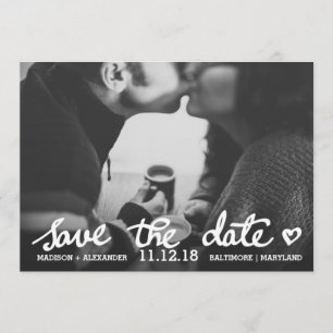 Reserva La Fecha Whimsical Save The Date Cute Heart Script Photo
