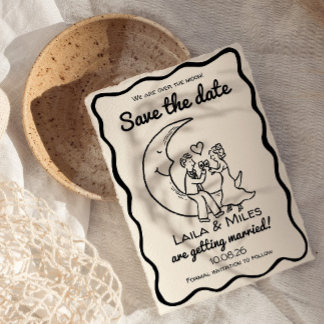 Reserva La Fecha Whimsical Save the date over the moon wedding