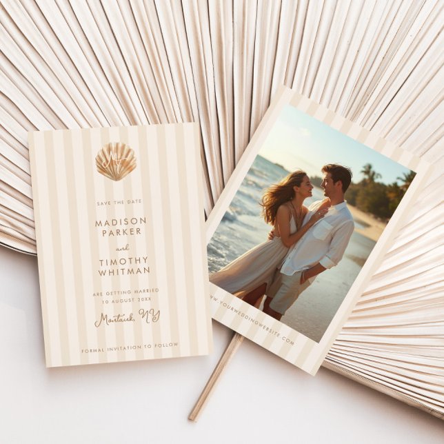 Reserva La Fecha Whimsical Shell Monogram Coastal Wedding (Subido por el creador)