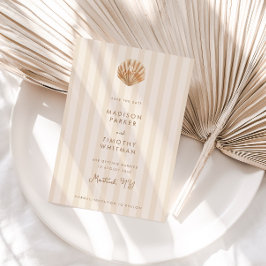 Reserva La Fecha Whimsical Shell Monogram Coastal Wedding