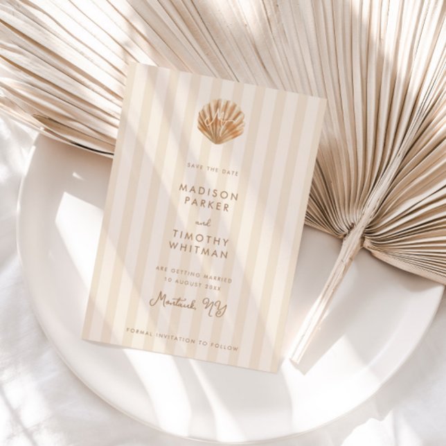 Reserva La Fecha Whimsical Shell Monogram Coastal Wedding (Subido por el creador)