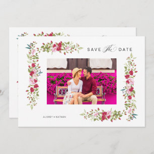Reserva La Fecha Whimsical Typography Red & Pink Shades Flowers