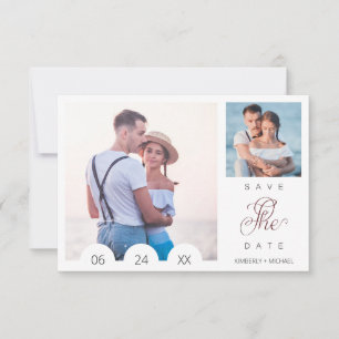 Reserva La Fecha Whimsical Typography Script 2 Photo Engaged Couple