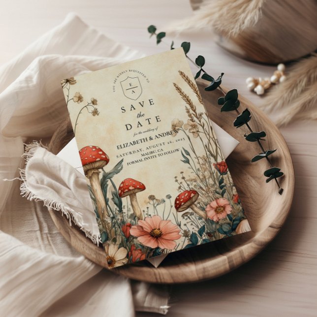 Reserva La Fecha Whimsical Woodland Mushroom Boda (Subido por el creador)