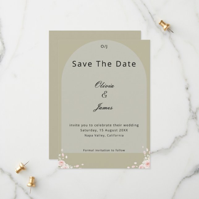 Reserva La Fecha Whispered Petals Elegant Minimalist Save the Date (Anverso/Reverso In Situ)