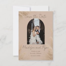 Reserva La Fecha Whispering Pampas Photo Wedding Save the Date Card
