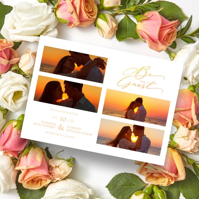 Reserva La Fecha White 4 Photos Collage Be our Guest Quote Wedding (Subido por el creador)