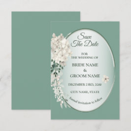 Reserva La Fecha White Jasmine Floral Green Geometric Wedding