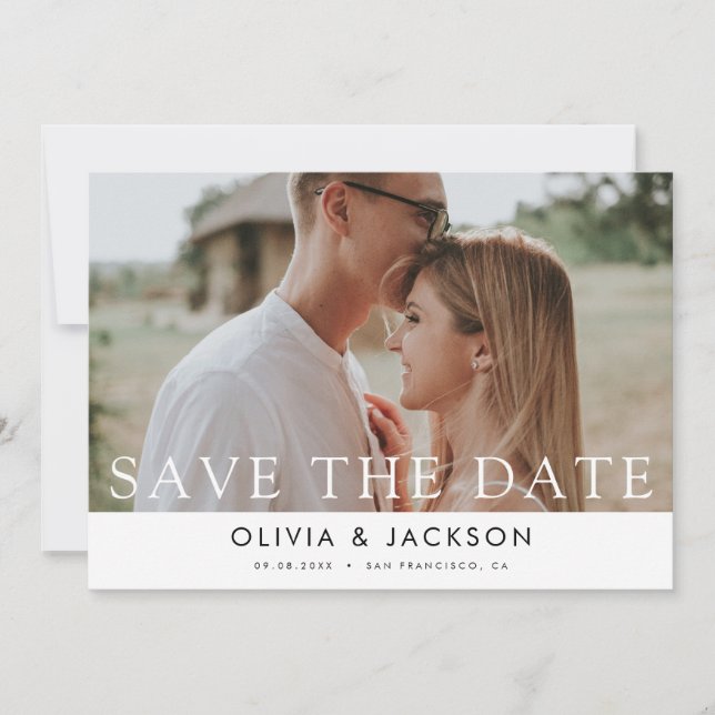 Reserva La Fecha White Lettered Save the Date Photo (Anverso)