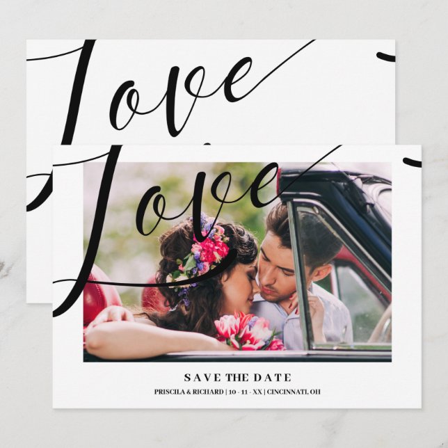 Reserva La Fecha White Luxury Minimalist Love Quote Photo (Anverso / Reverso)