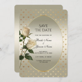 Reserva La Fecha White Roses Gold Hearts Ahorra La Fecha